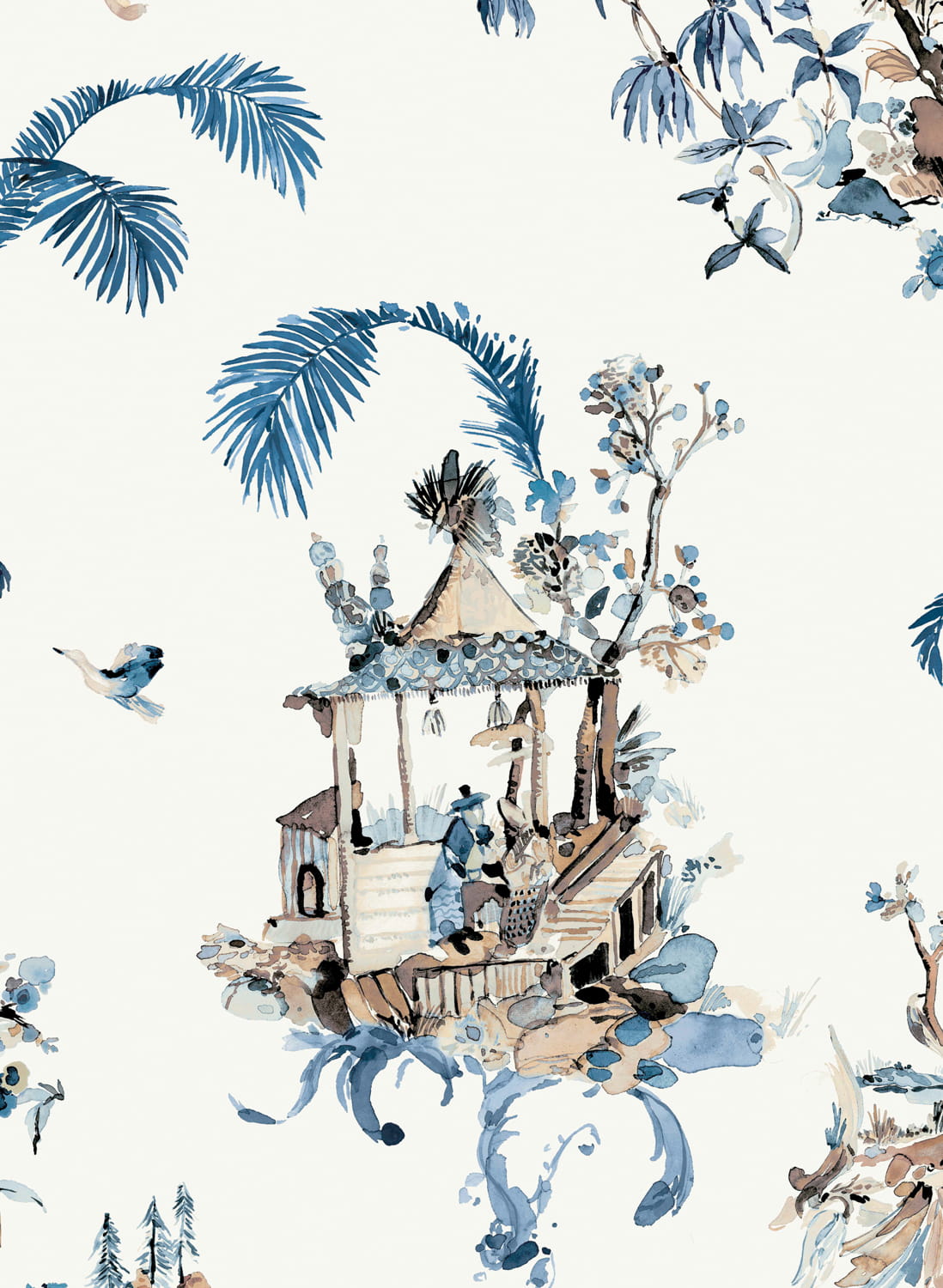 Tapete Toile Chinoise - Indigo/ Chocolate
