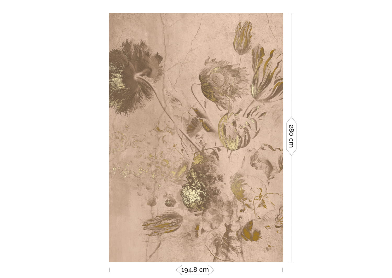 Wandbild Fresco Flowers Uyterlinde - Nude 195 cm