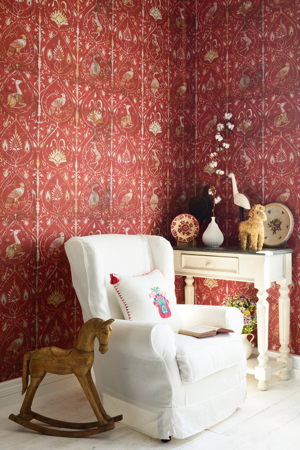 Tapete Hunters Tapestry - Red/ Taupe