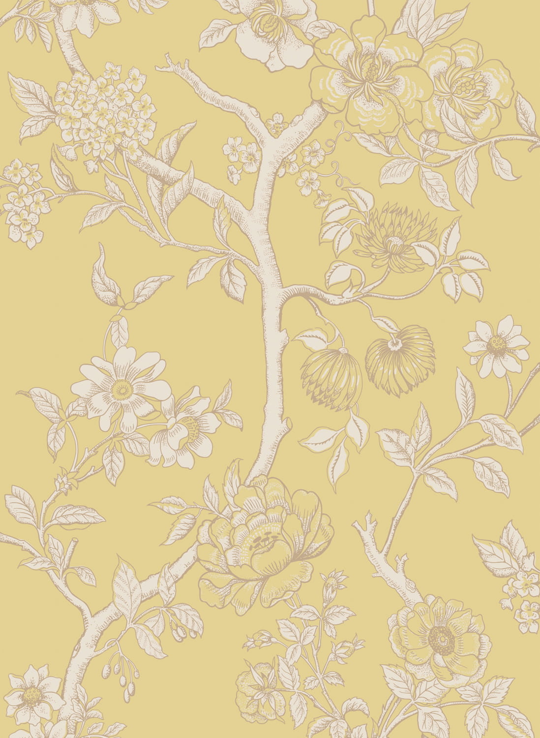 Tapete Paradise Tree - Buttercup Yellow and Cream