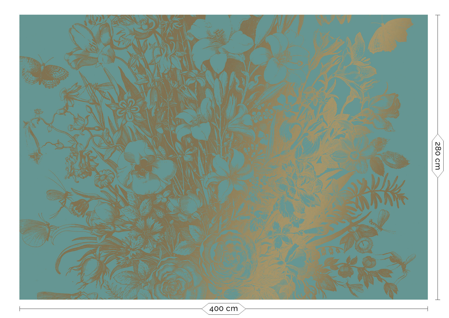 Wandbild Engraved Flowers Gold 9 - XL
