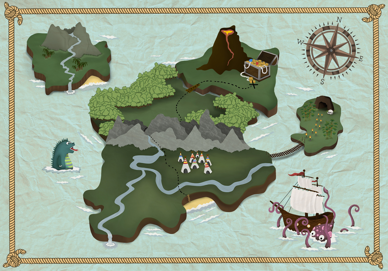 Wandbild Treasure Map - Mint