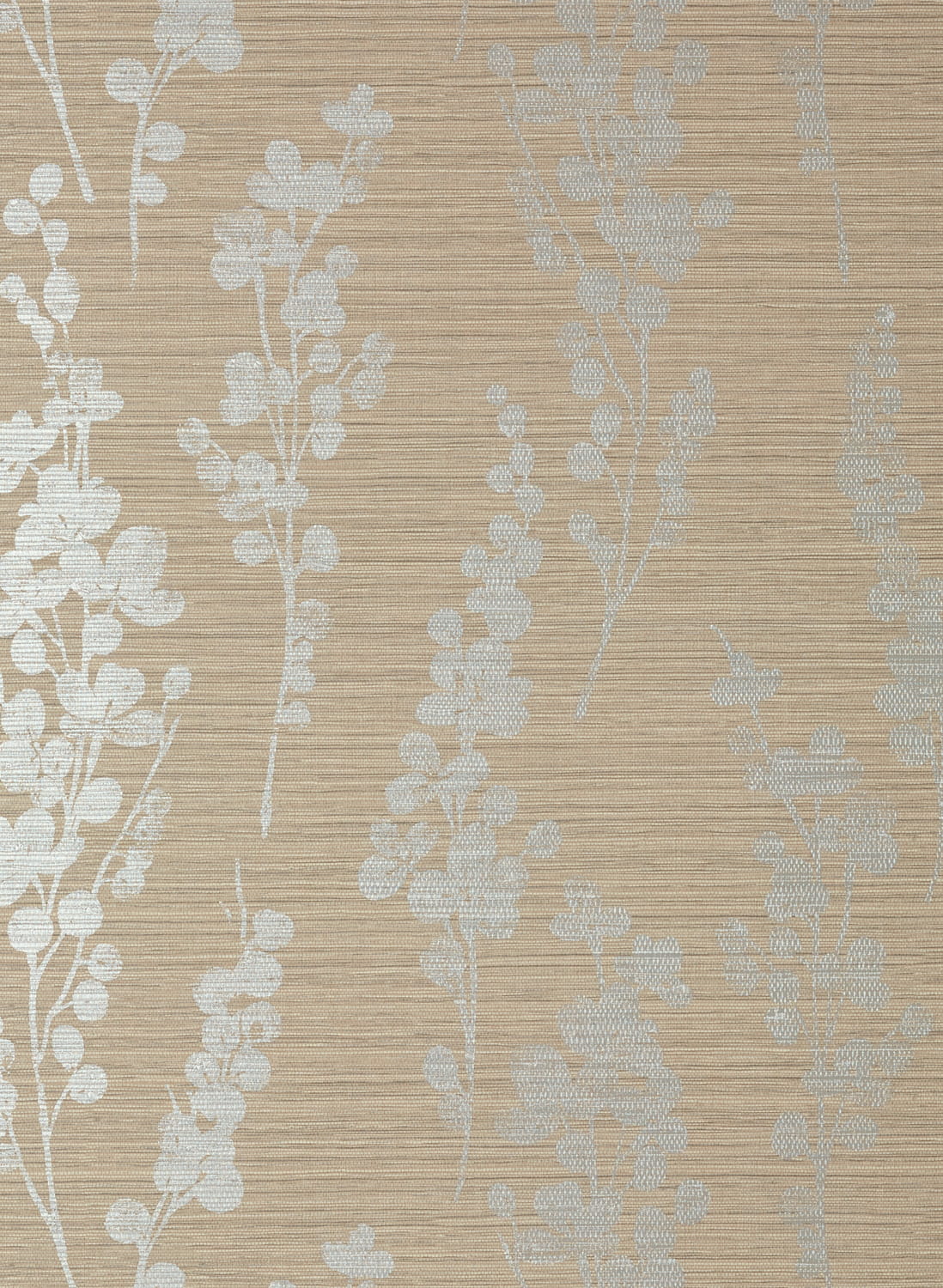 Tapete Spring Blooms - Metallic Silver on Taupe