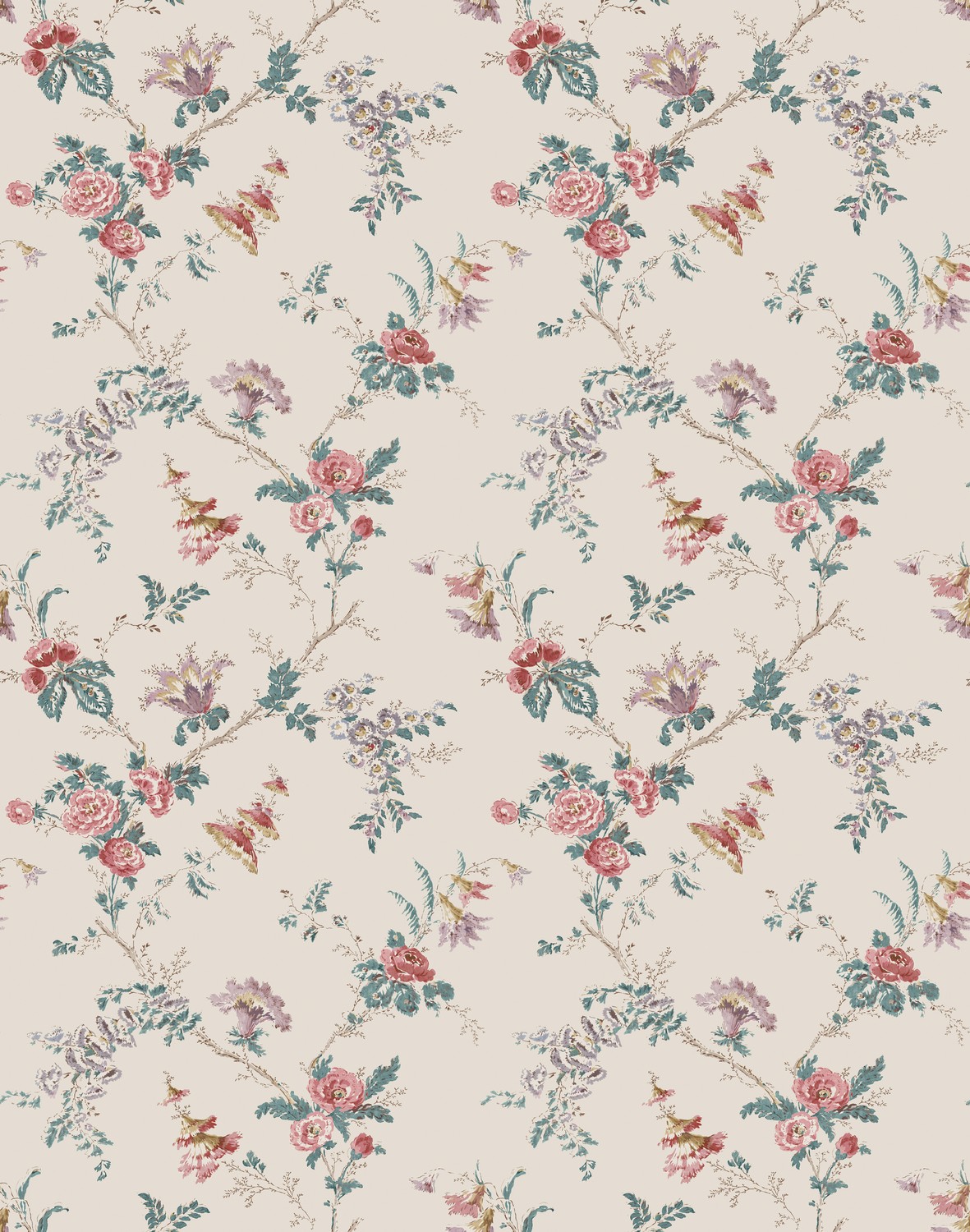 Carta da parati Boscobel - Pink/ Teal