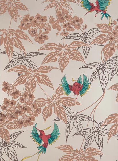 Tapete Grove Garden - Copper / Brick Red