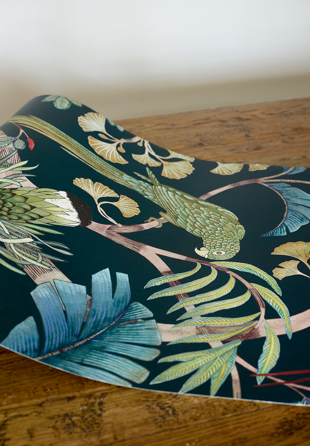 Tapete Living Branches - Dark Teal/ Yellow/ Olive