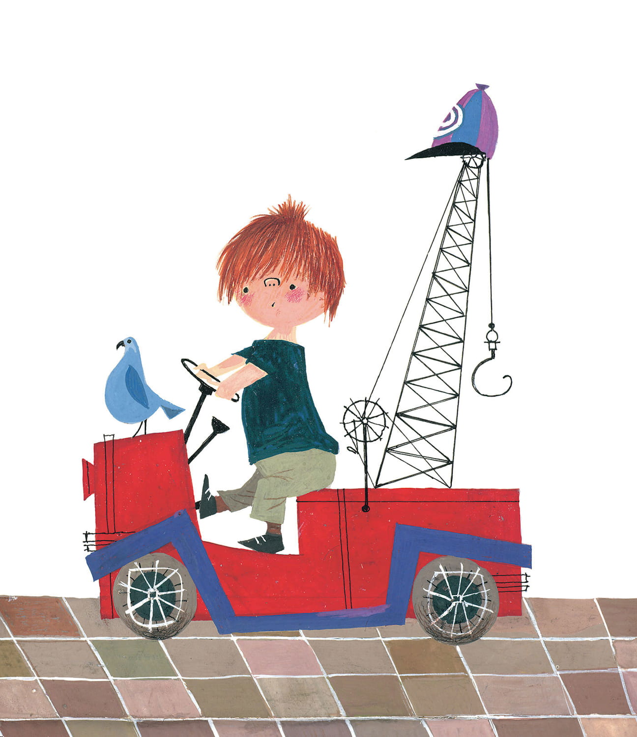 Wandbild Red Tow Truck - Multicolor – 2.435m Breite