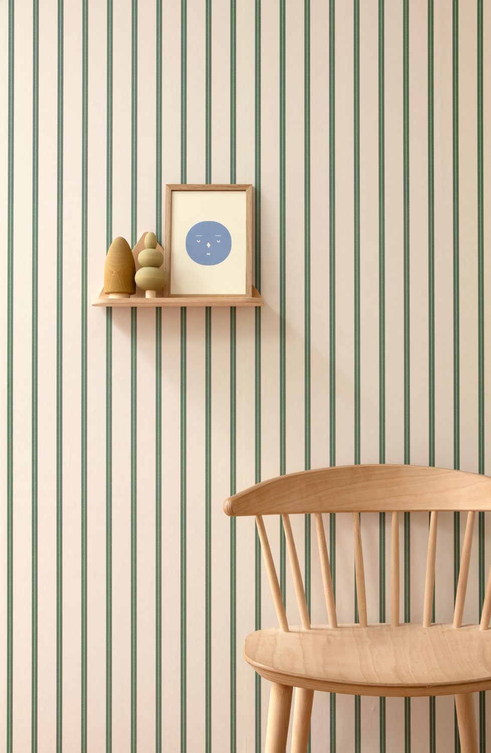 Tapete Ribbon / Lintjes - Green on Cream / Groen op Crème