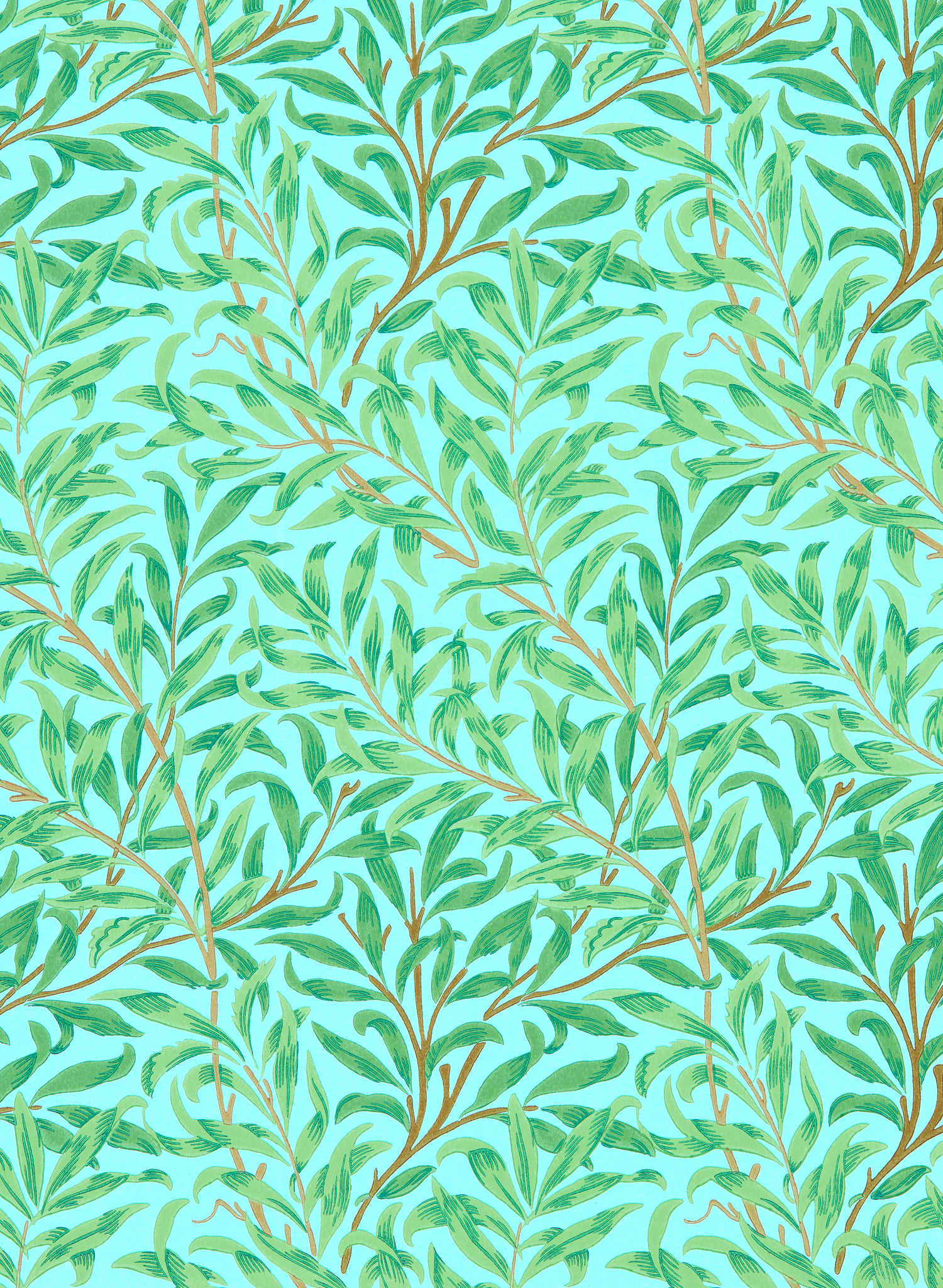 Tapete Willow Bough - Sky/ Leaf Green