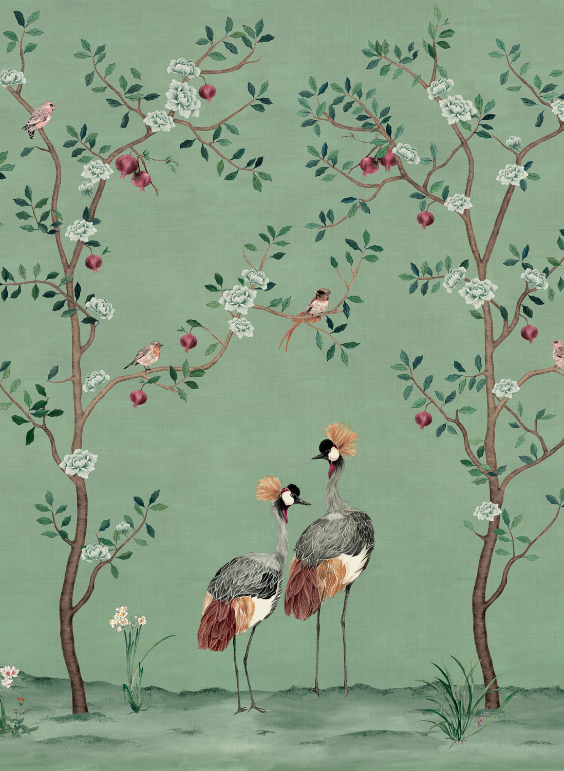 Wandbild Crowned Crane - turquoise