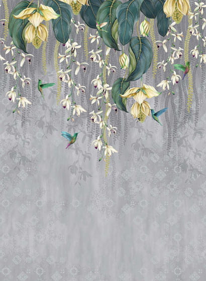 Tapete Trailing Orchid - Grey/ Lemon