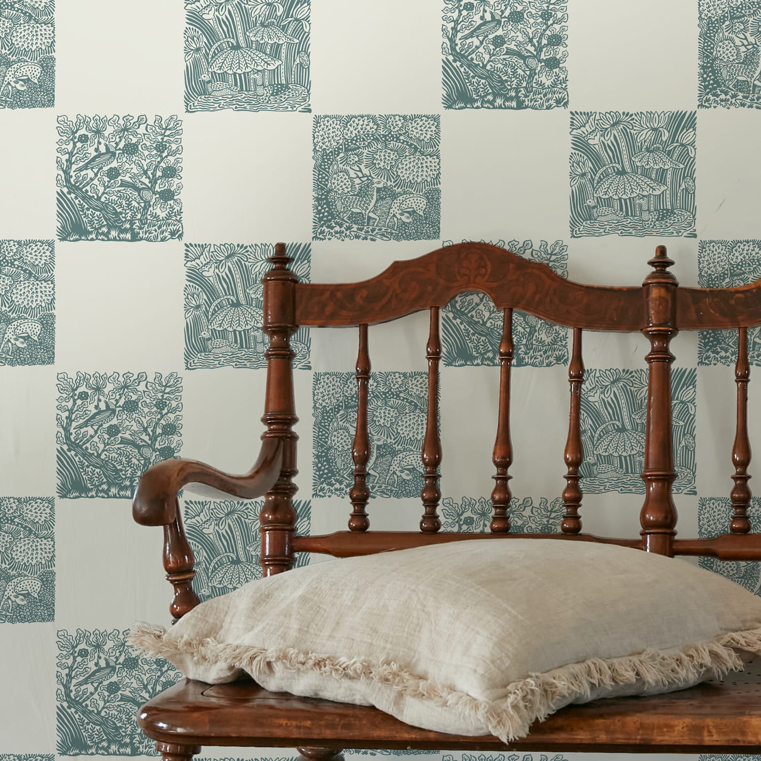 Tapete Animal Check - Osney Blue/ Skirting White
