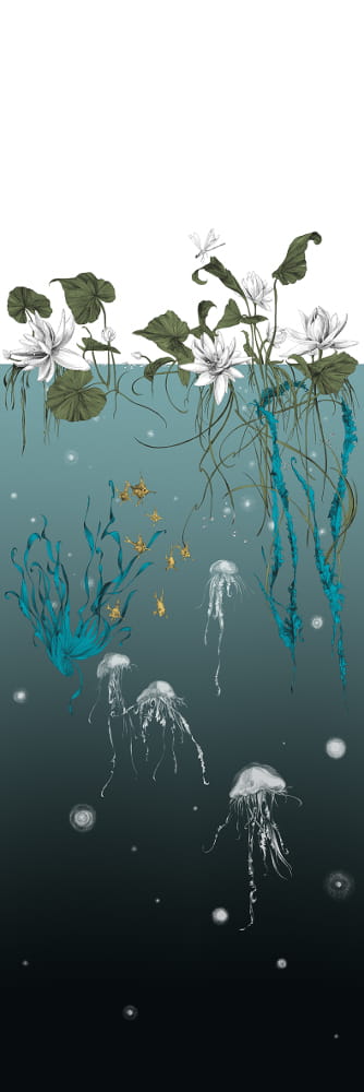 Tapete Nautilus/ Méduses/ Nénuphars - Noir - Méduses droit - Noir