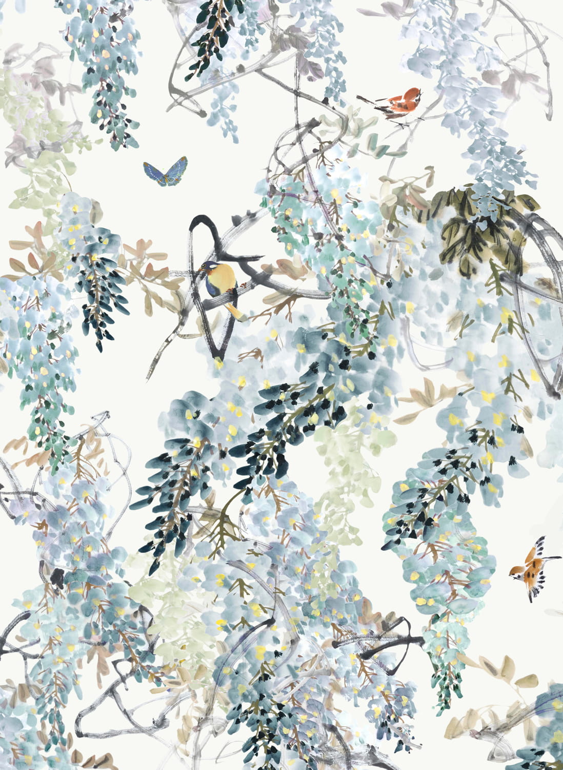 Tapete Wisteria Falls - Aqua