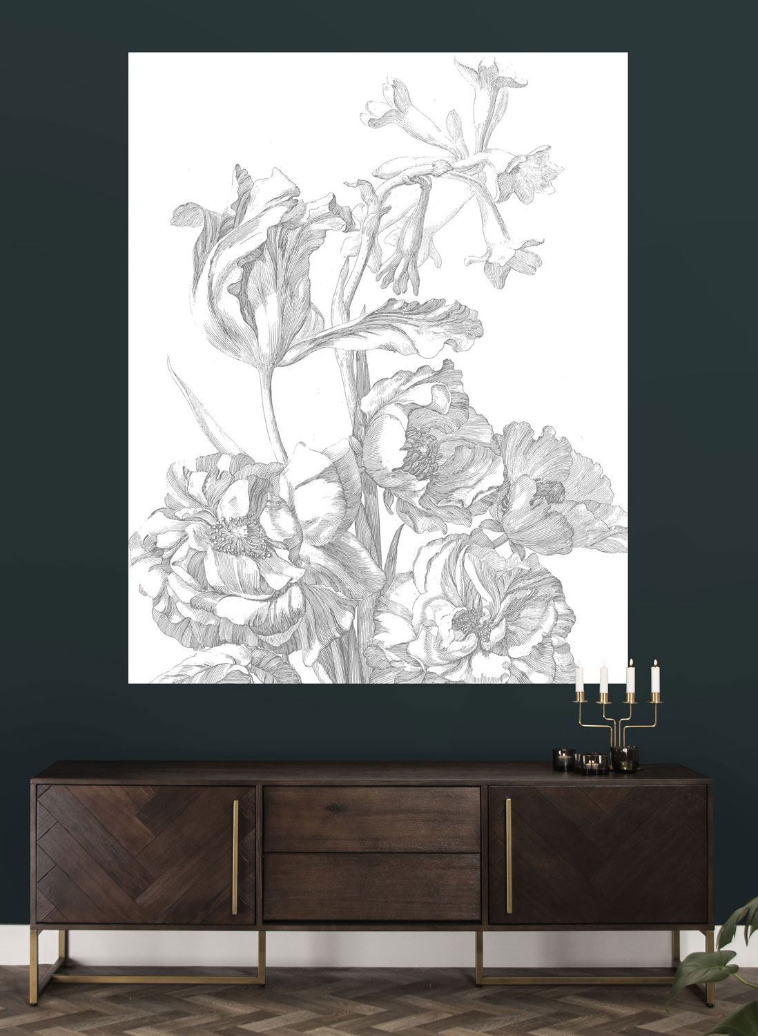 Wandbild Engraved Flowers 4