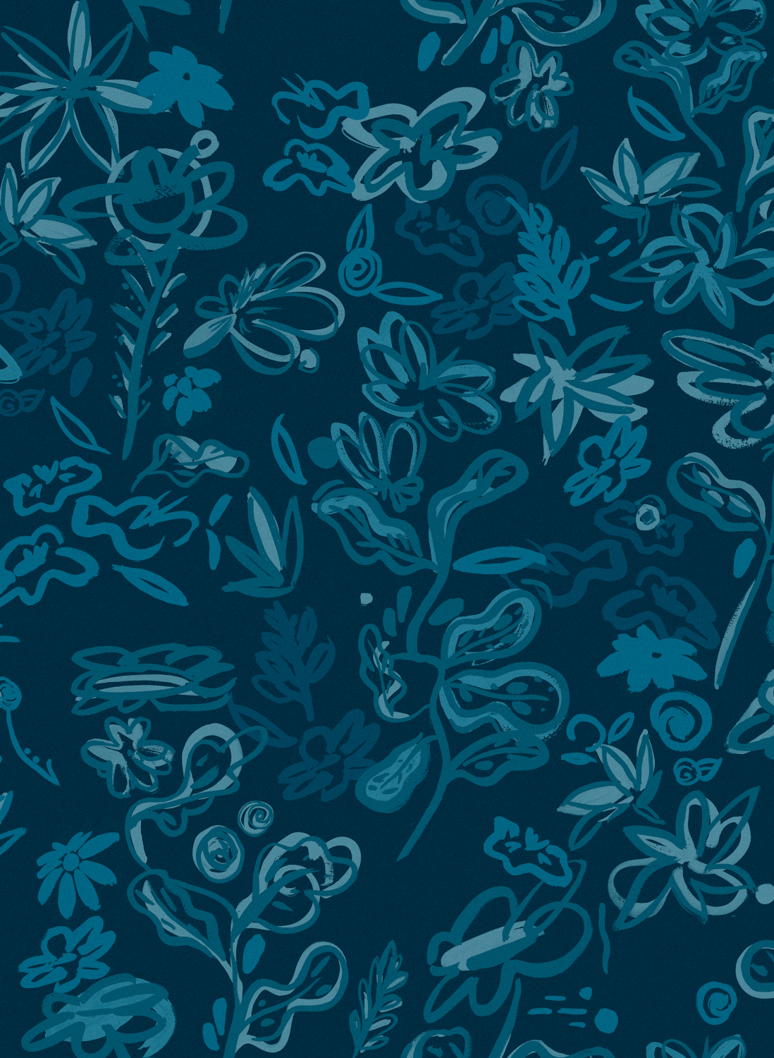 Tapete Crazy Flowers - Azul