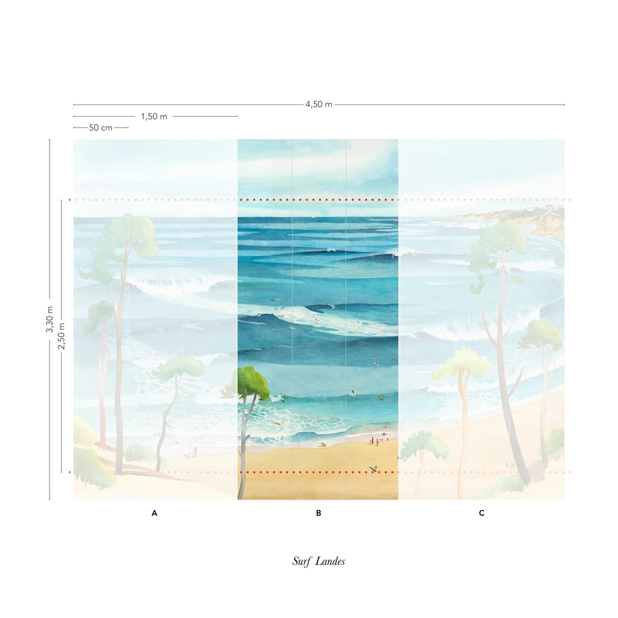 Wandbild Surf Landes - Panel 4/5/6