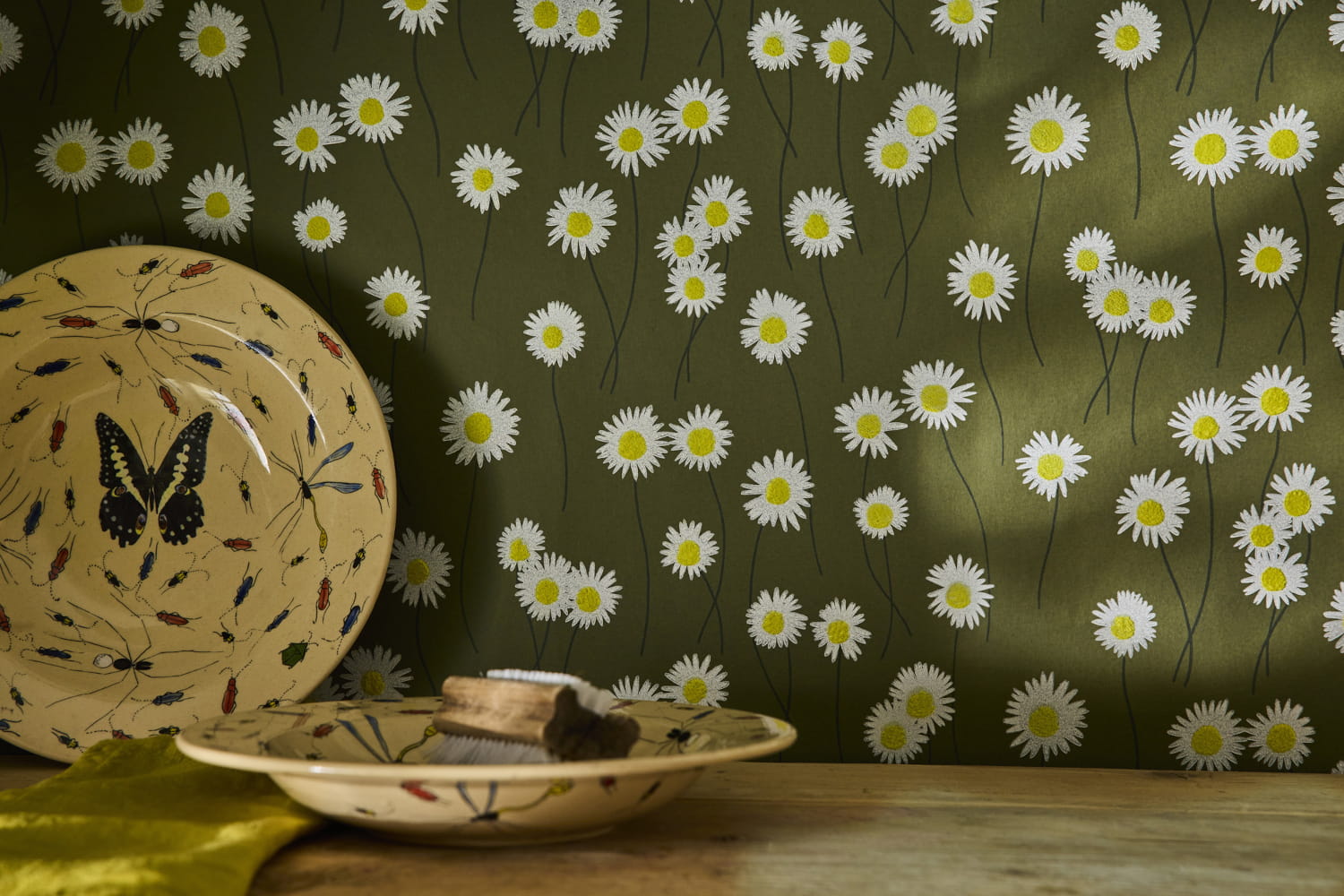 Tapete Moon Daisies - Olive Colour