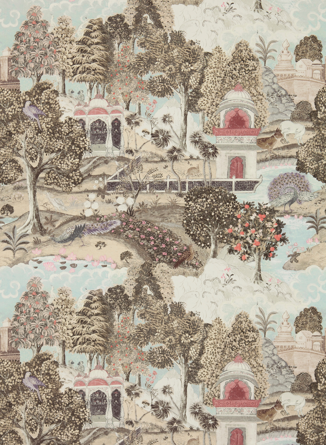 Tapete Peacock Garden - Linen/ Silver