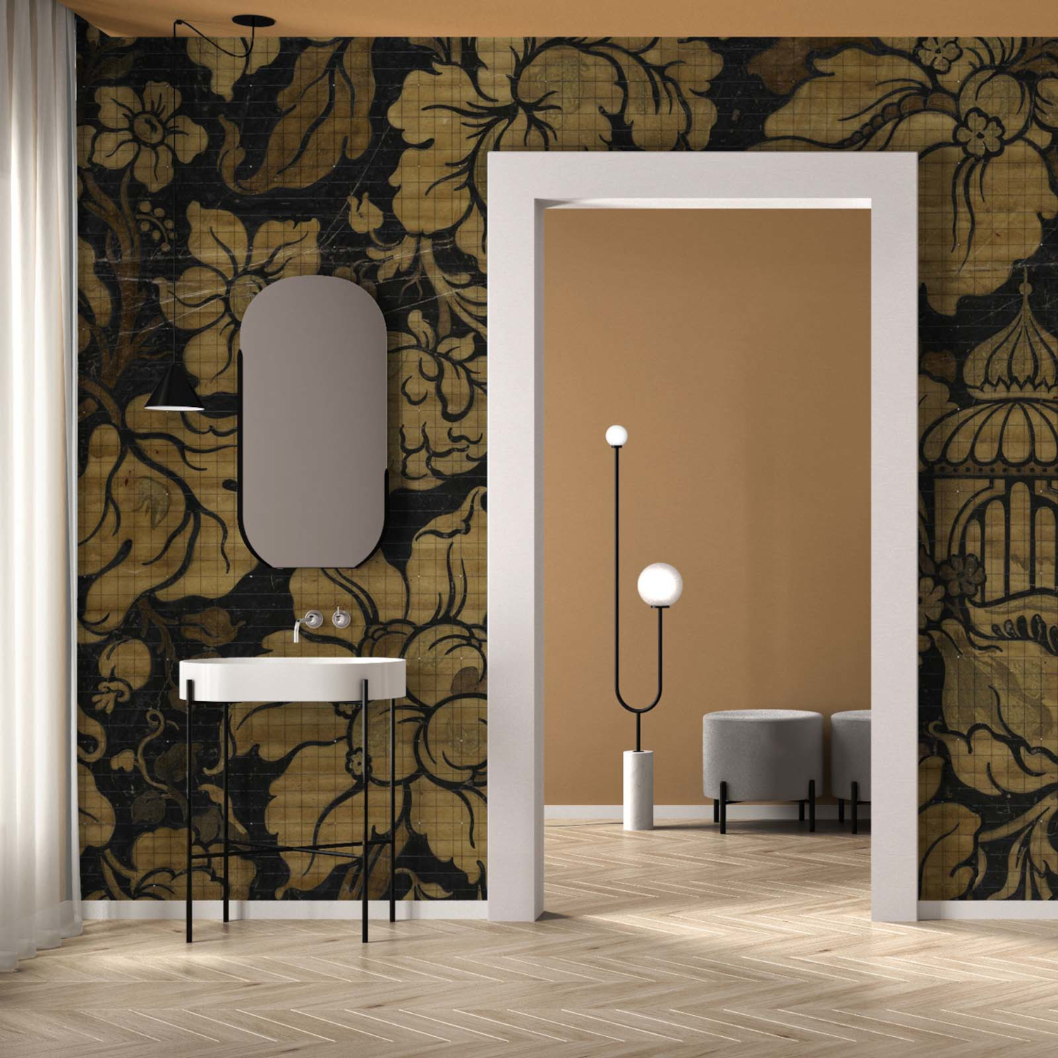 Wandbild Big Pattern Paradis Noir - 3 Drops