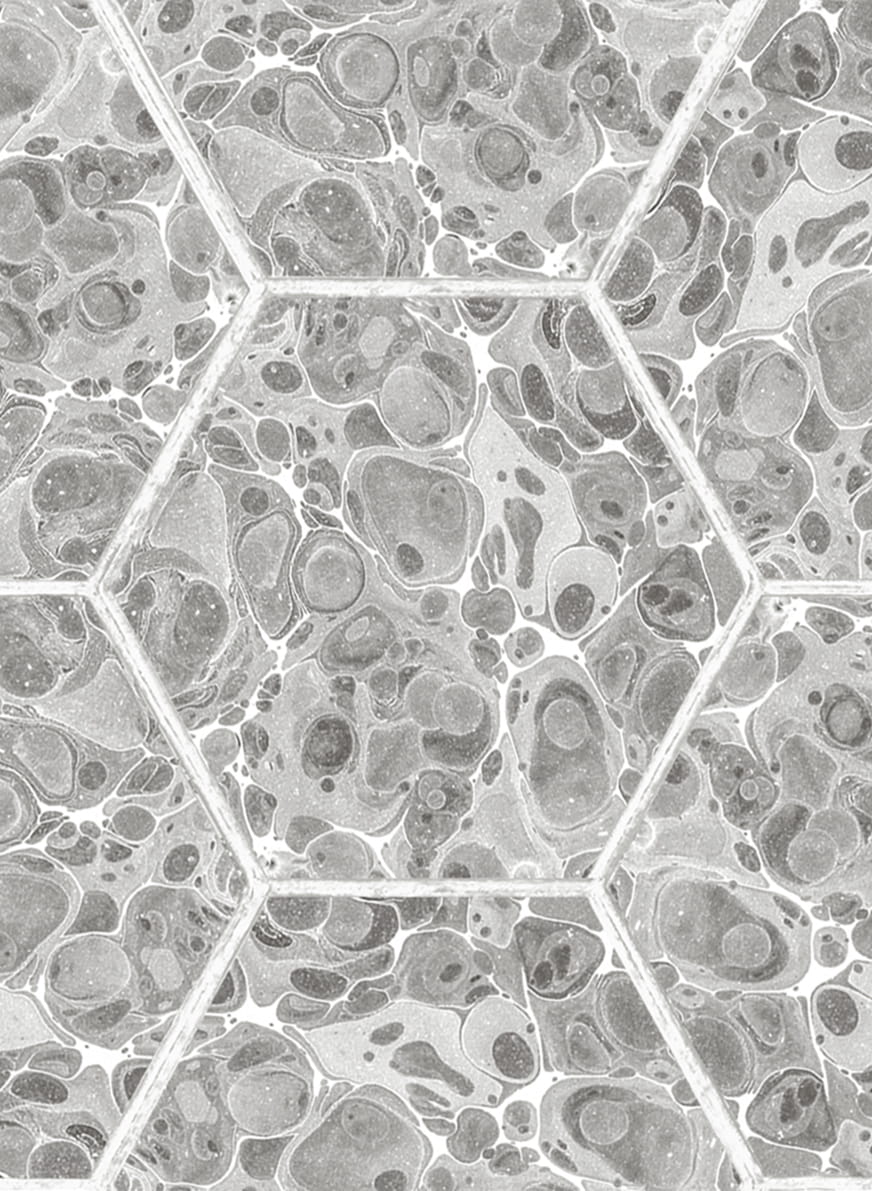 Tapete Marbled Hexagon Tiles - Grey