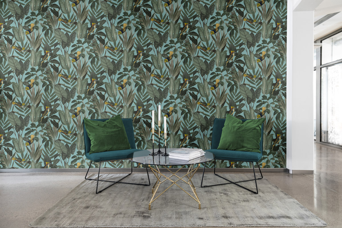 Wandbild Yellow Bird - turquoise