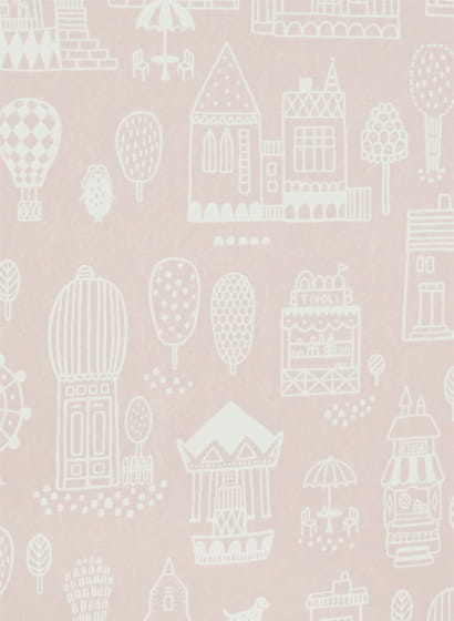 Tapete Small Town - Dusty Pink/ Cream White