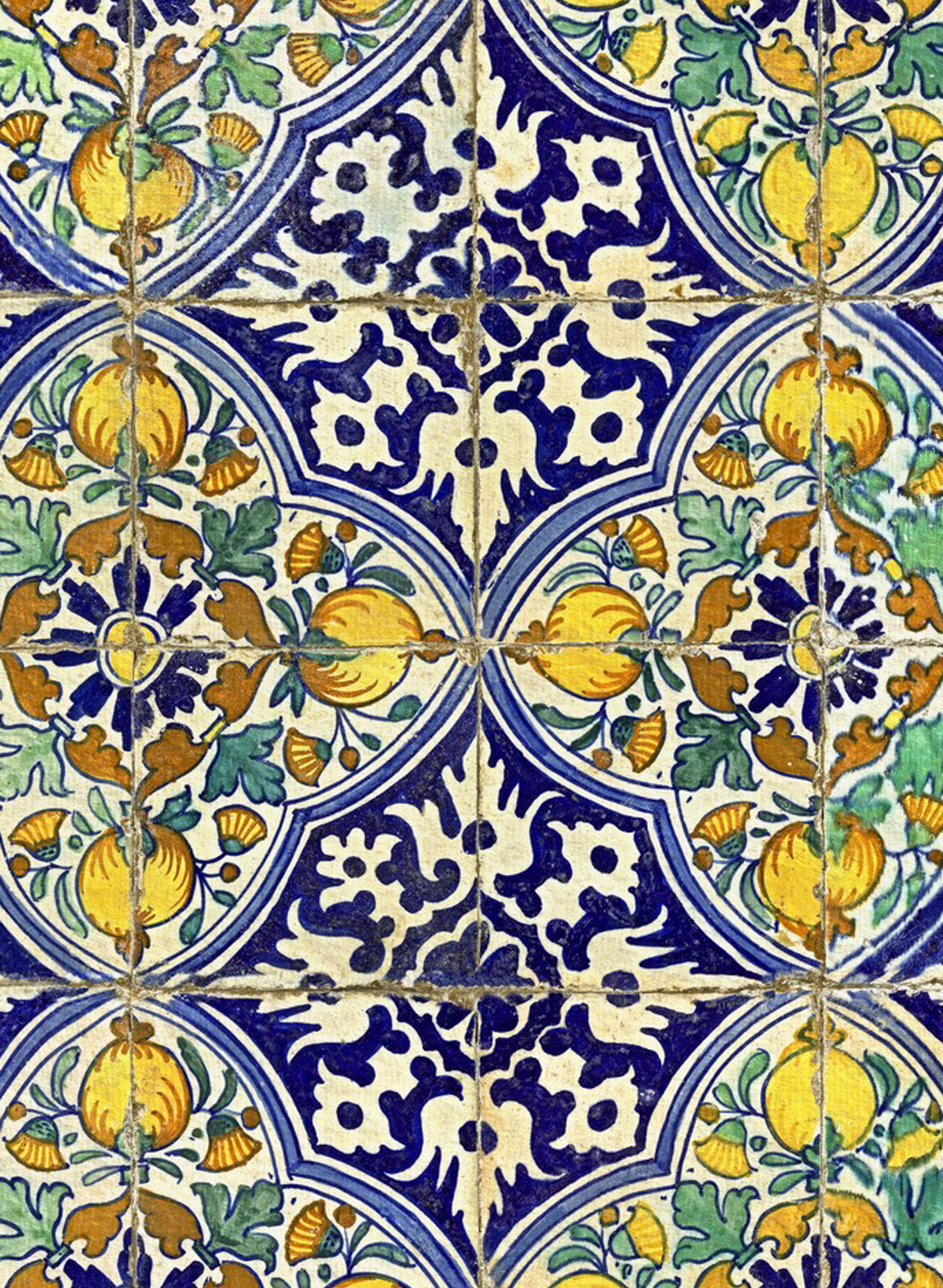 Tapete Sardegna Tiles - Indigo/ Green/ Yellow/ Taupe