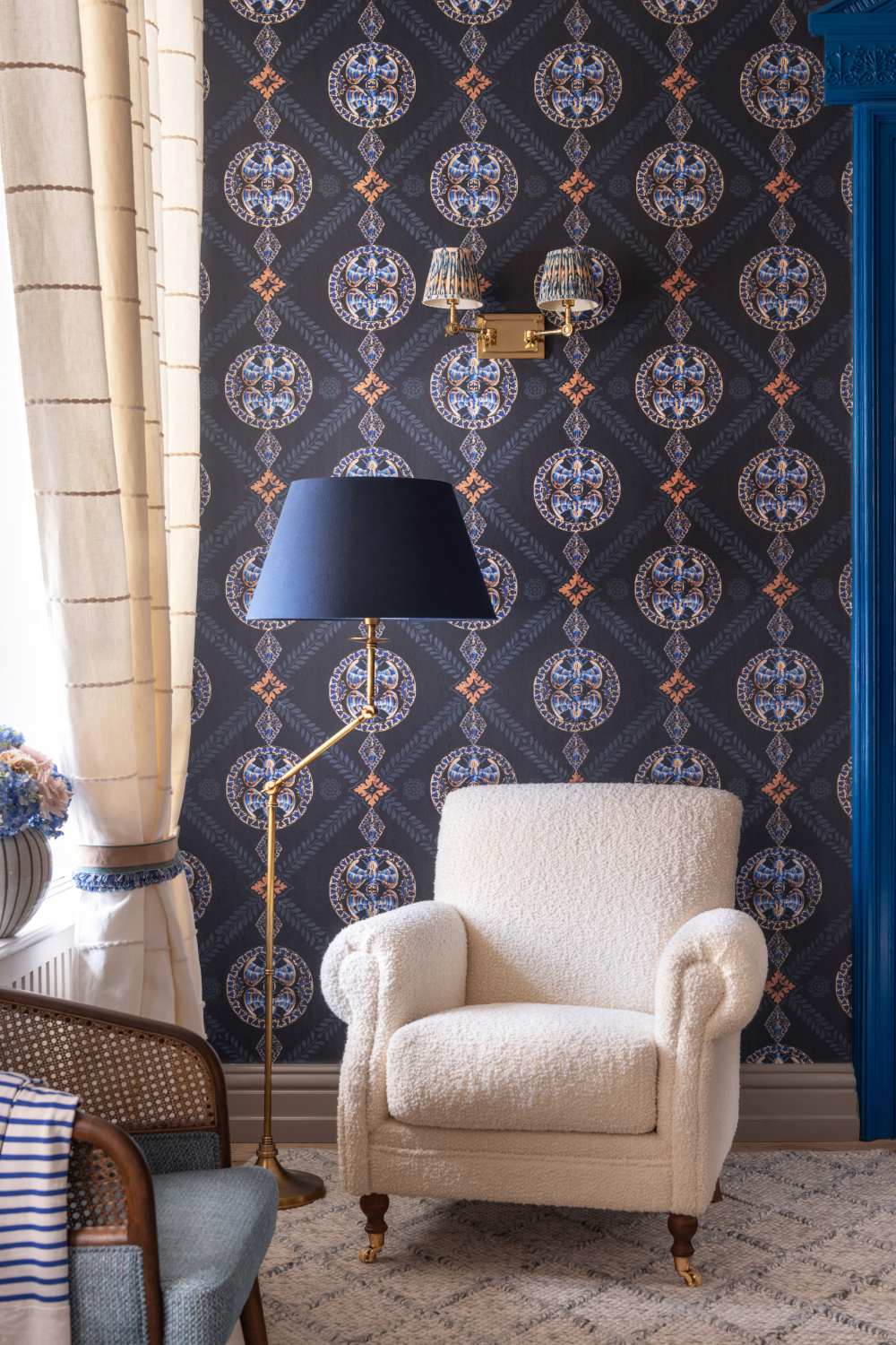 Tapete Abeille Decoratif - Indigo/ Gold/ Gray