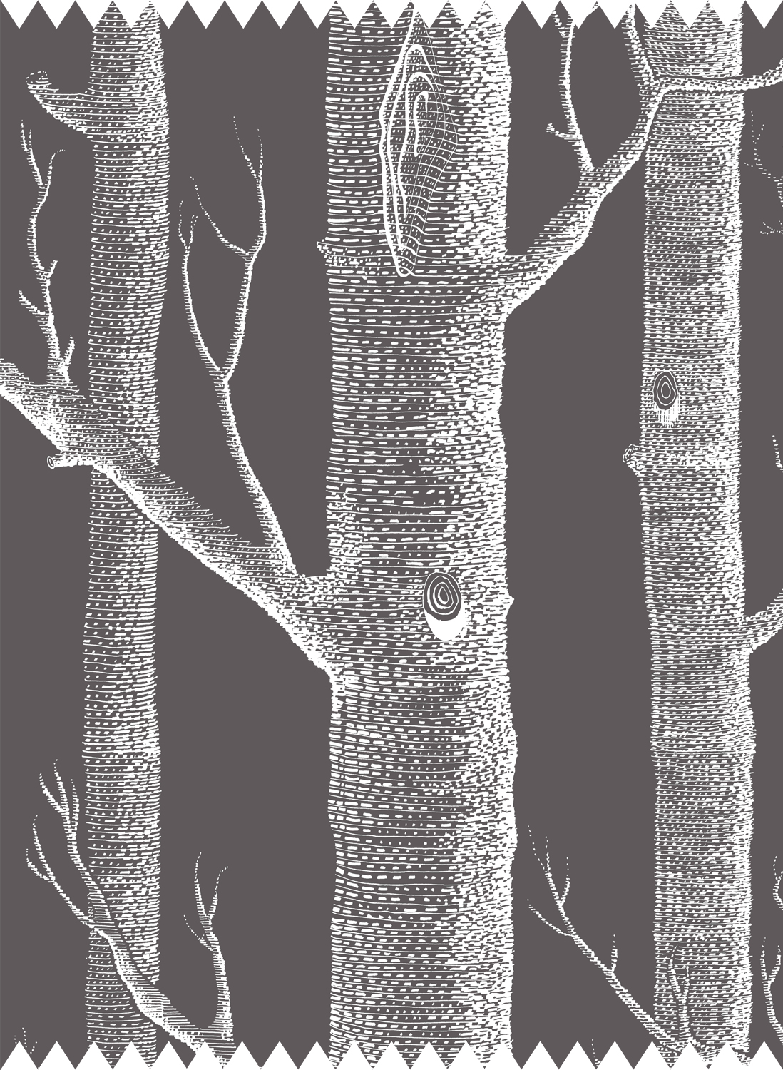Stoff Woods Linen Union - White on Charcoal