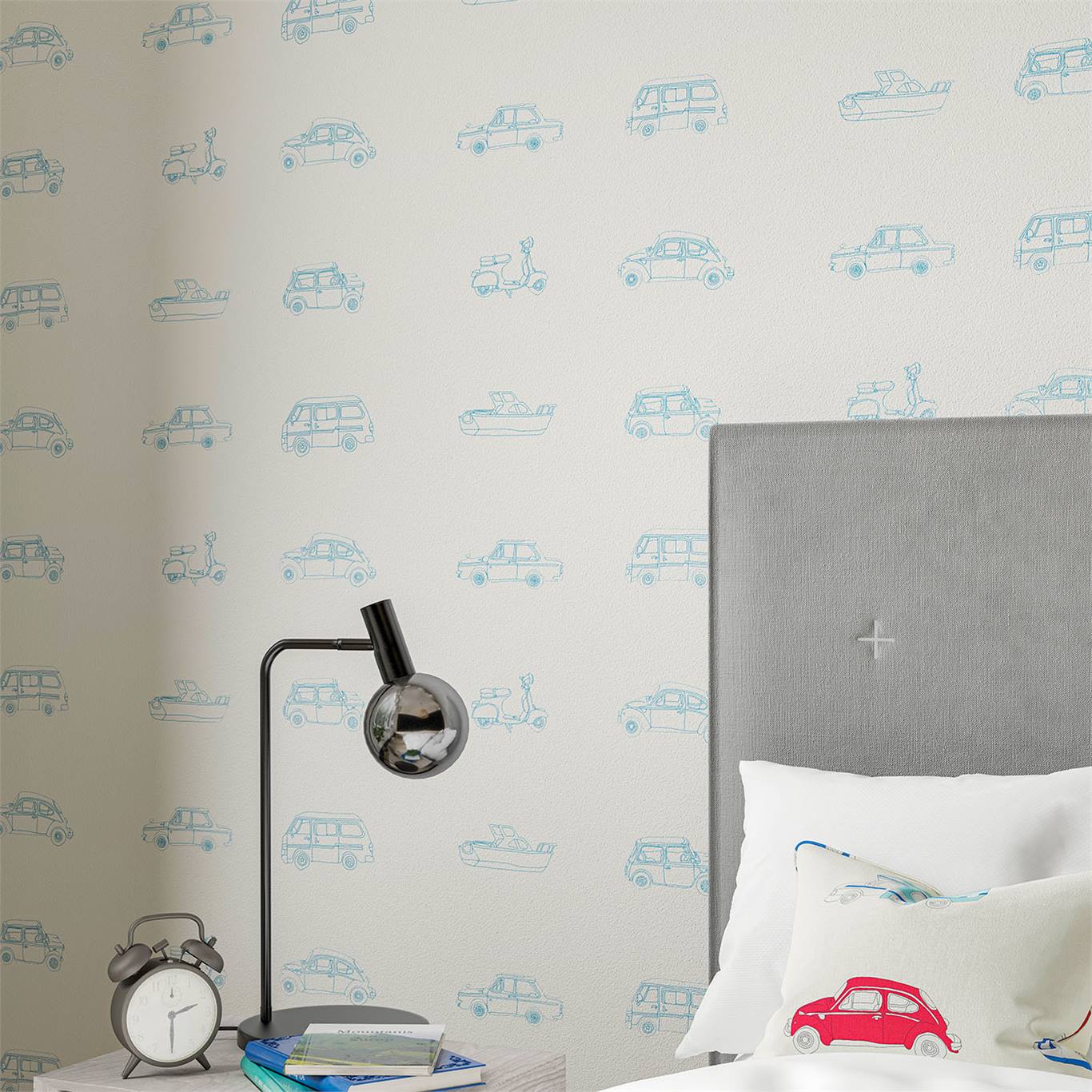 Tapete Go Go Retro - Aqua and White