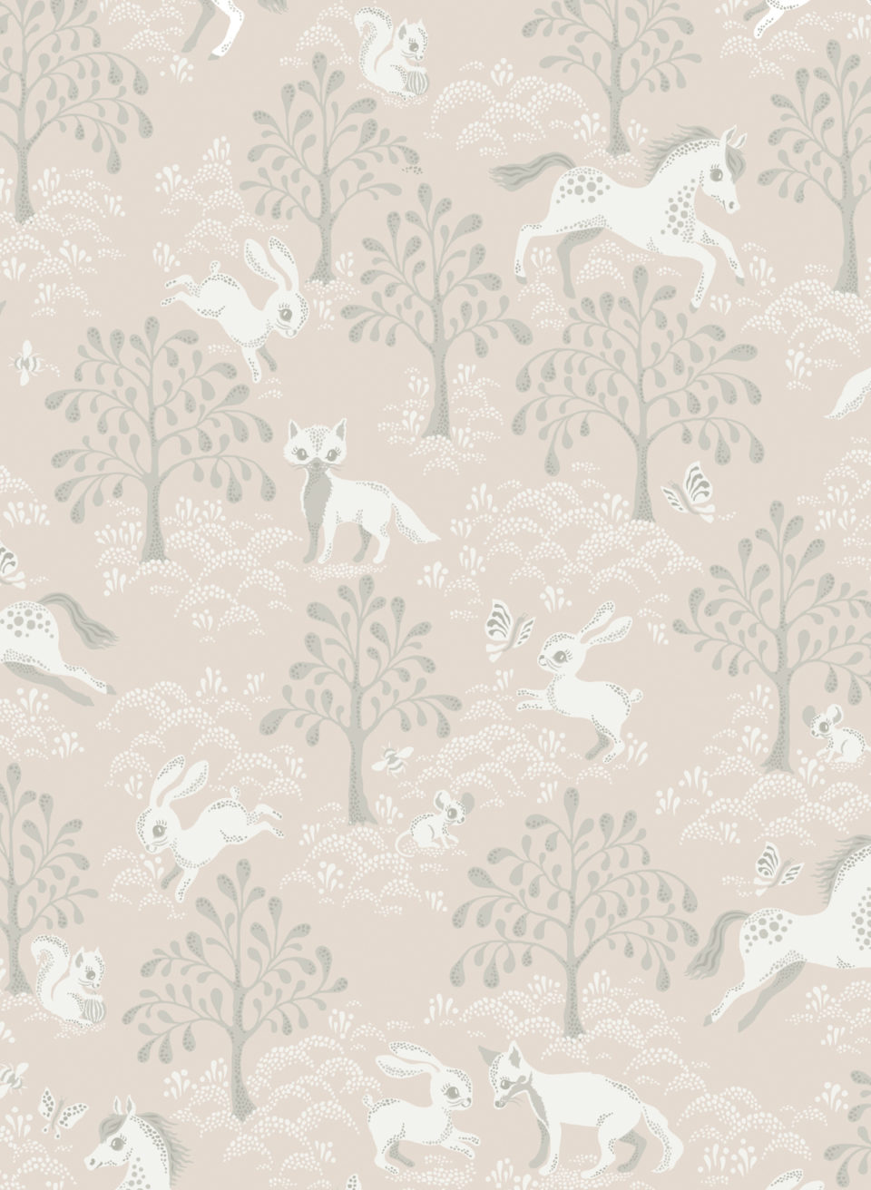 Tapete Fairytale Fox - Dusty Pink