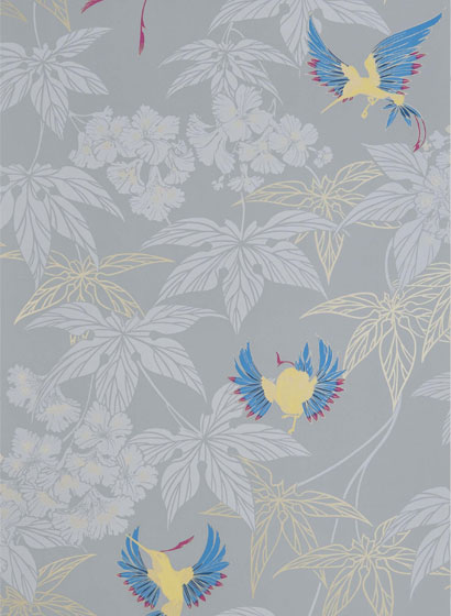 Tapete Grove Garden - Grey/ Yellow/ Cameo Blue