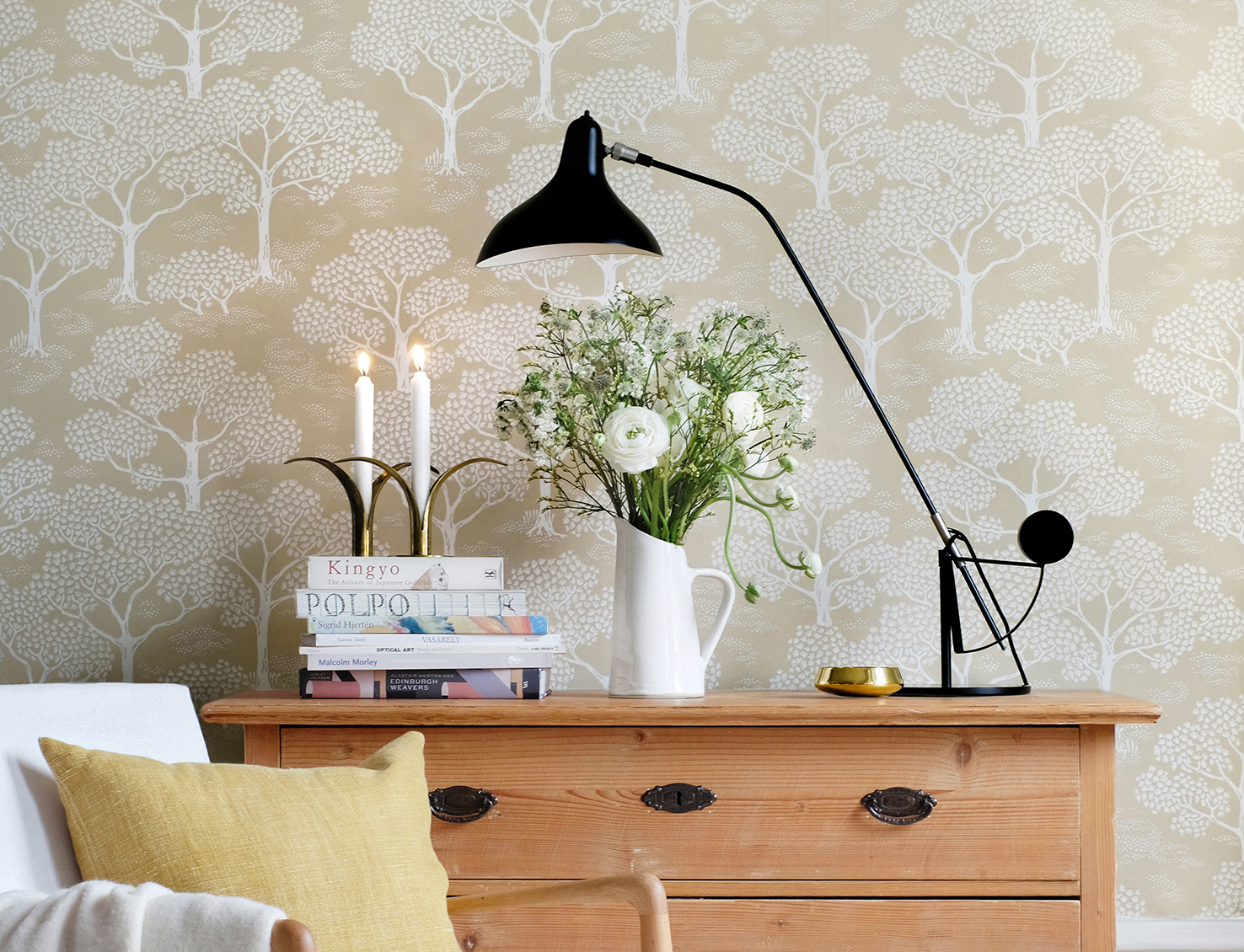 Tapete Woodland Notes - Rye Yellow