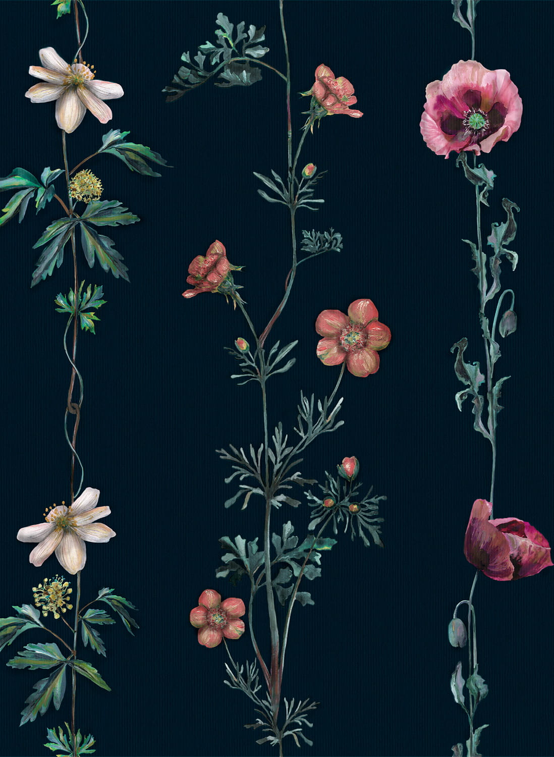 Tapete Climbing Flowers - Marine