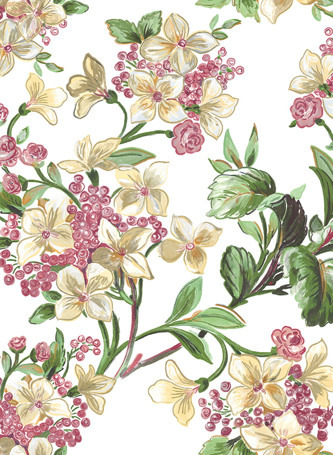 Tapete Flowery - White