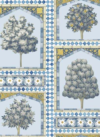 Tapete Sultan's Palace - China Blue/ Ochre