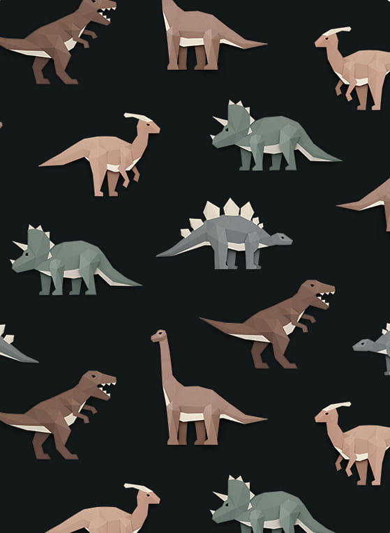 Wandbild Dinosaur Circle/ Dinosaurus Cirkel - Dark/ Donker - 1,425 m
