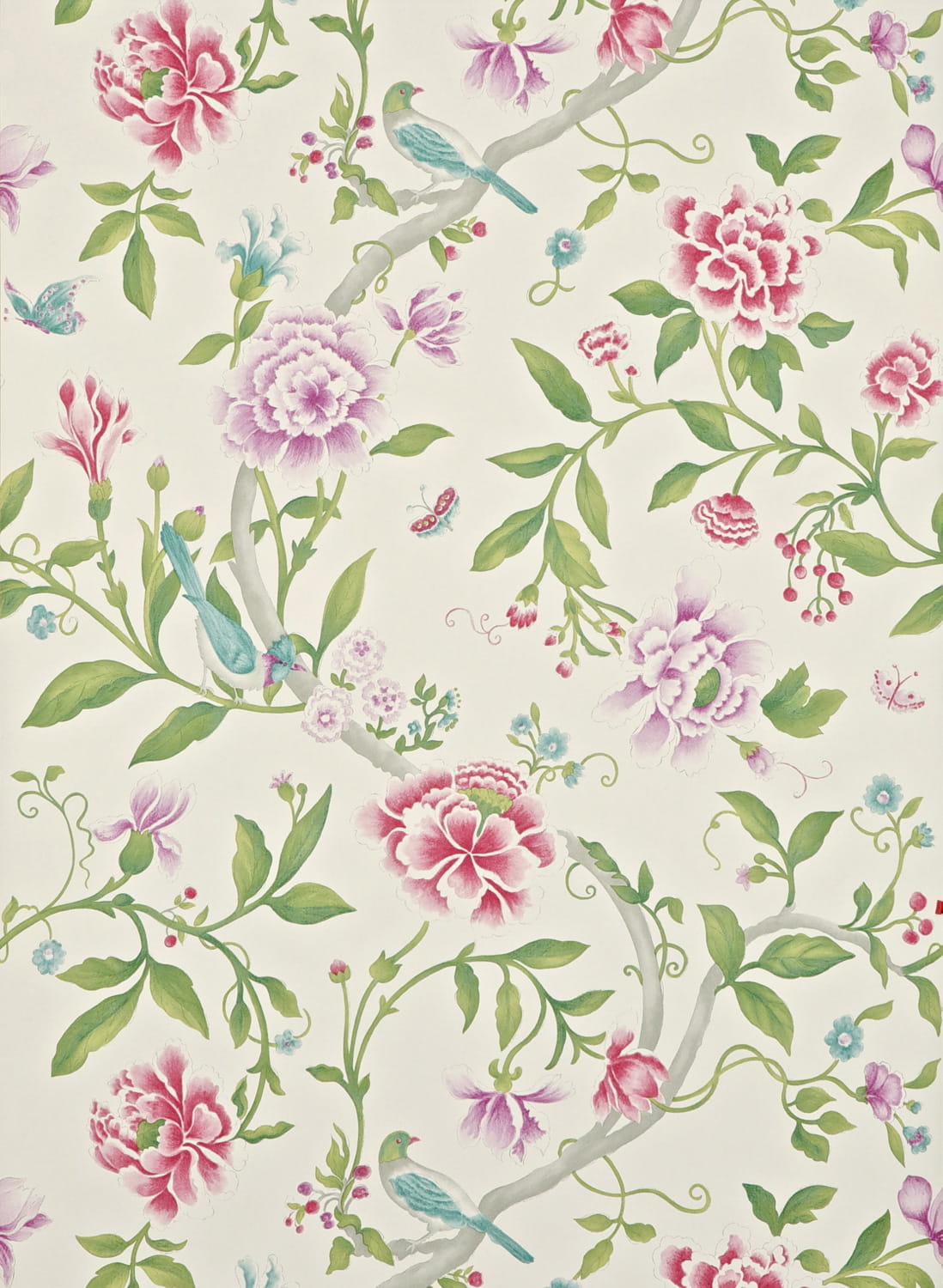 Tapete Porcelain Garden - Magenta/ Leaf Green
