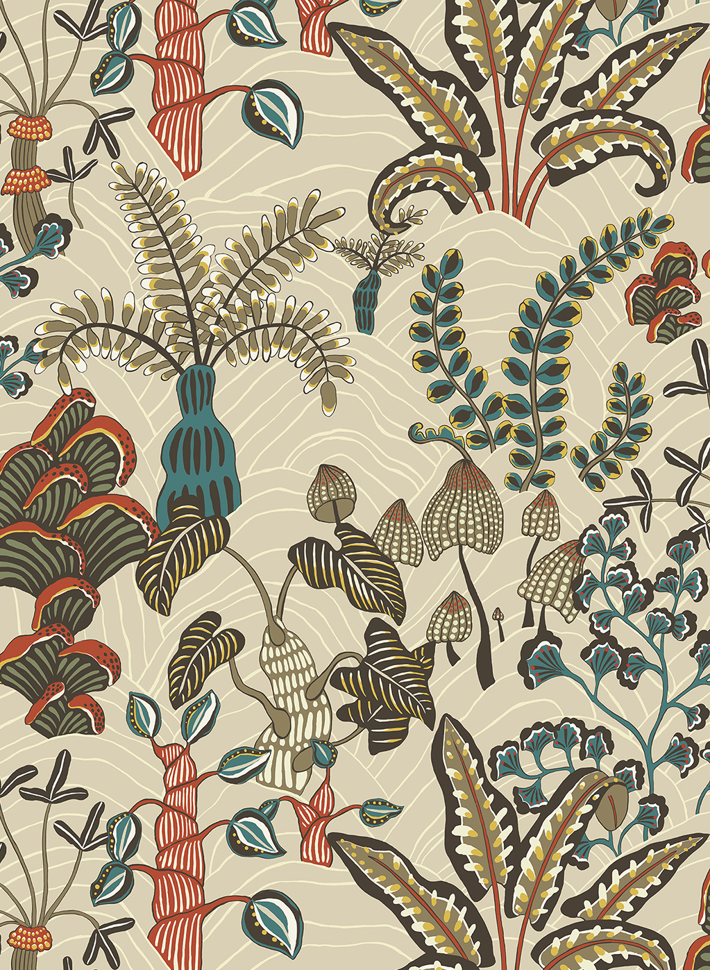 Tapete Woodland Floor - Stone and Teal