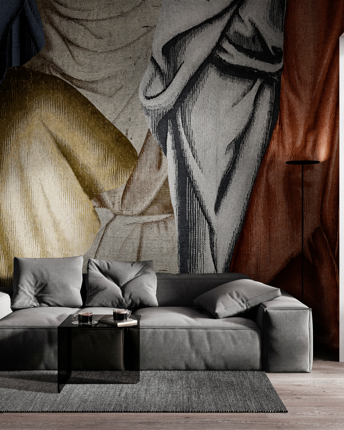 Wandbild Drapery - Lapislazuli