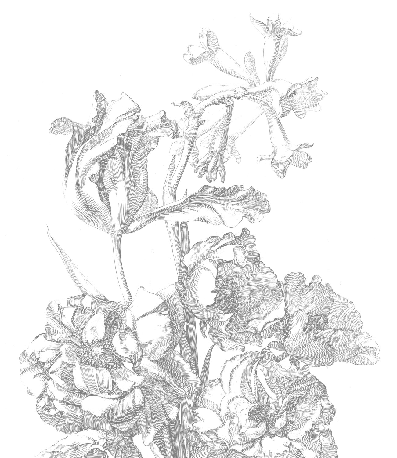 Wandbild Engraved Flowers 4 - S