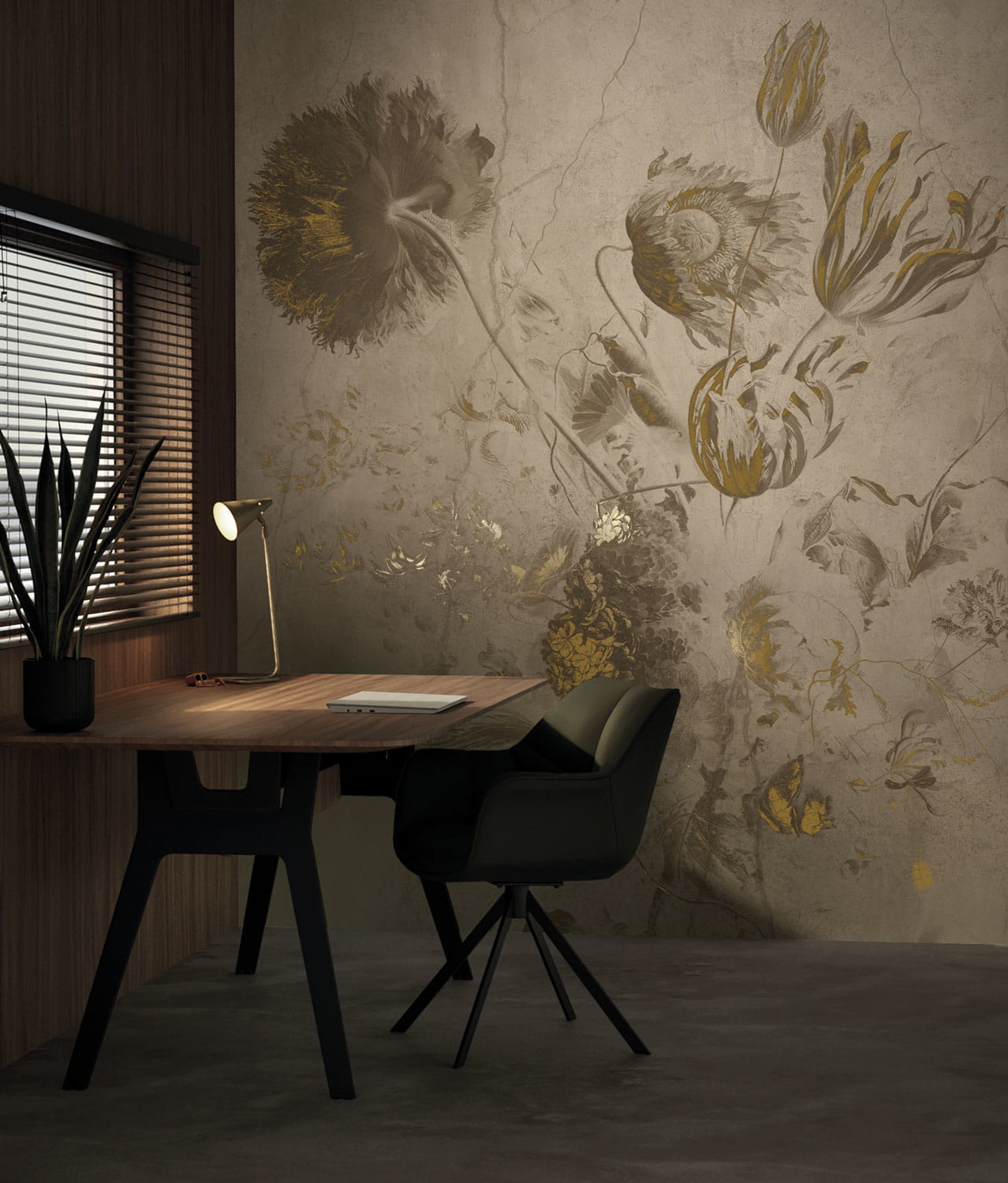 Wandbild Fresco Flowers Uyterlinde - Beige 390 cm