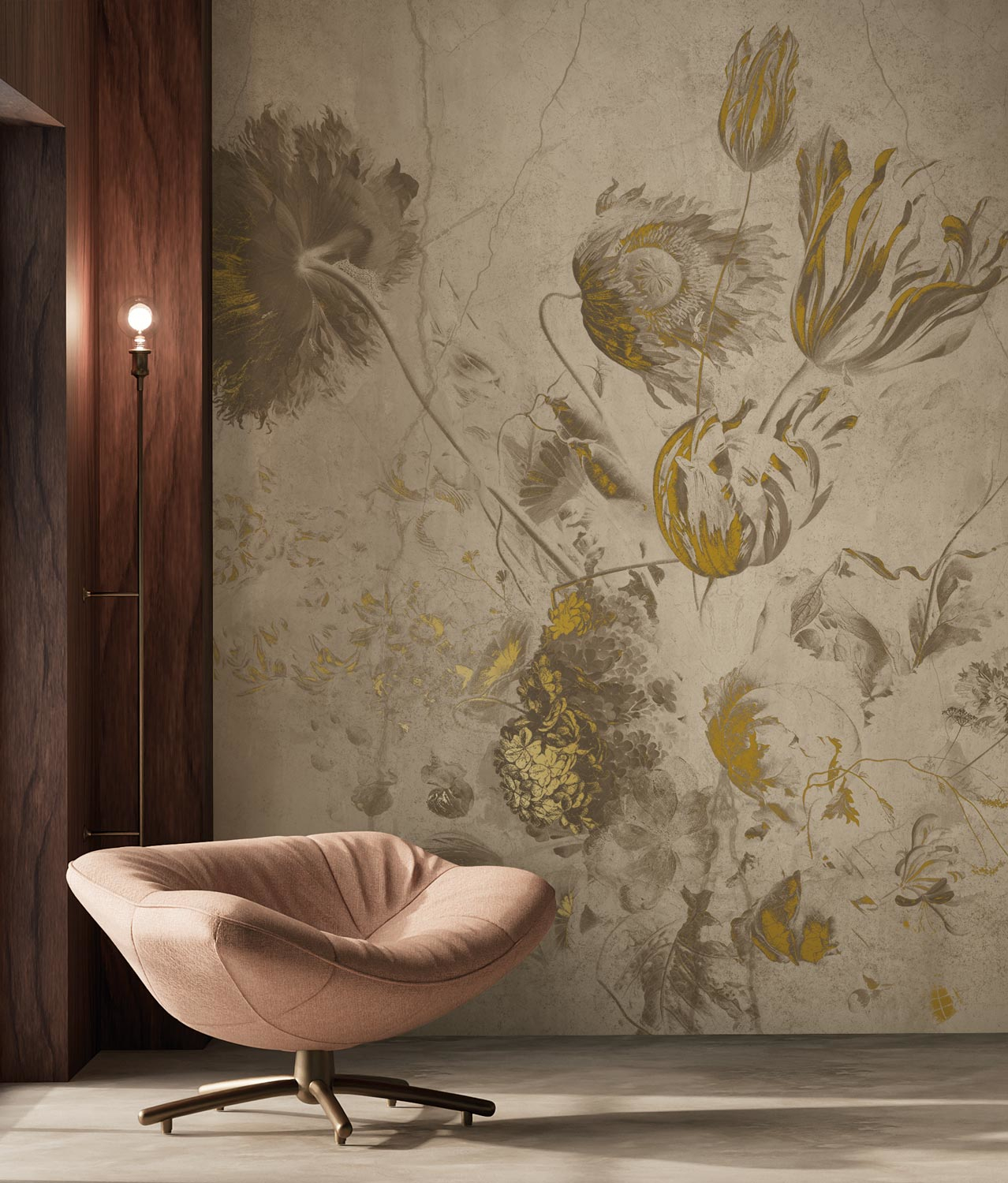 Wandbild Fresco Flowers Uyterlinde - Beige 390 cm