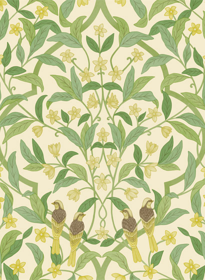 Tapete Jasmine & Serin Simphony - Chartreuse on White