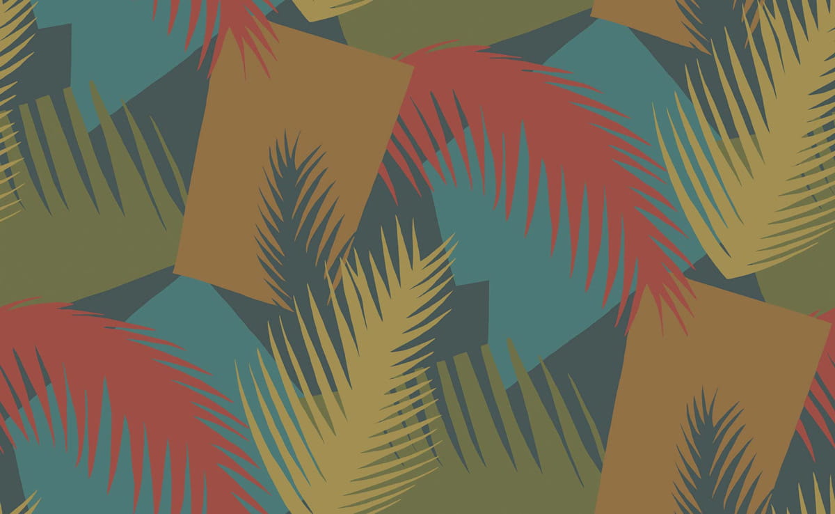 Tapete Deco Palm - Red/ Blue