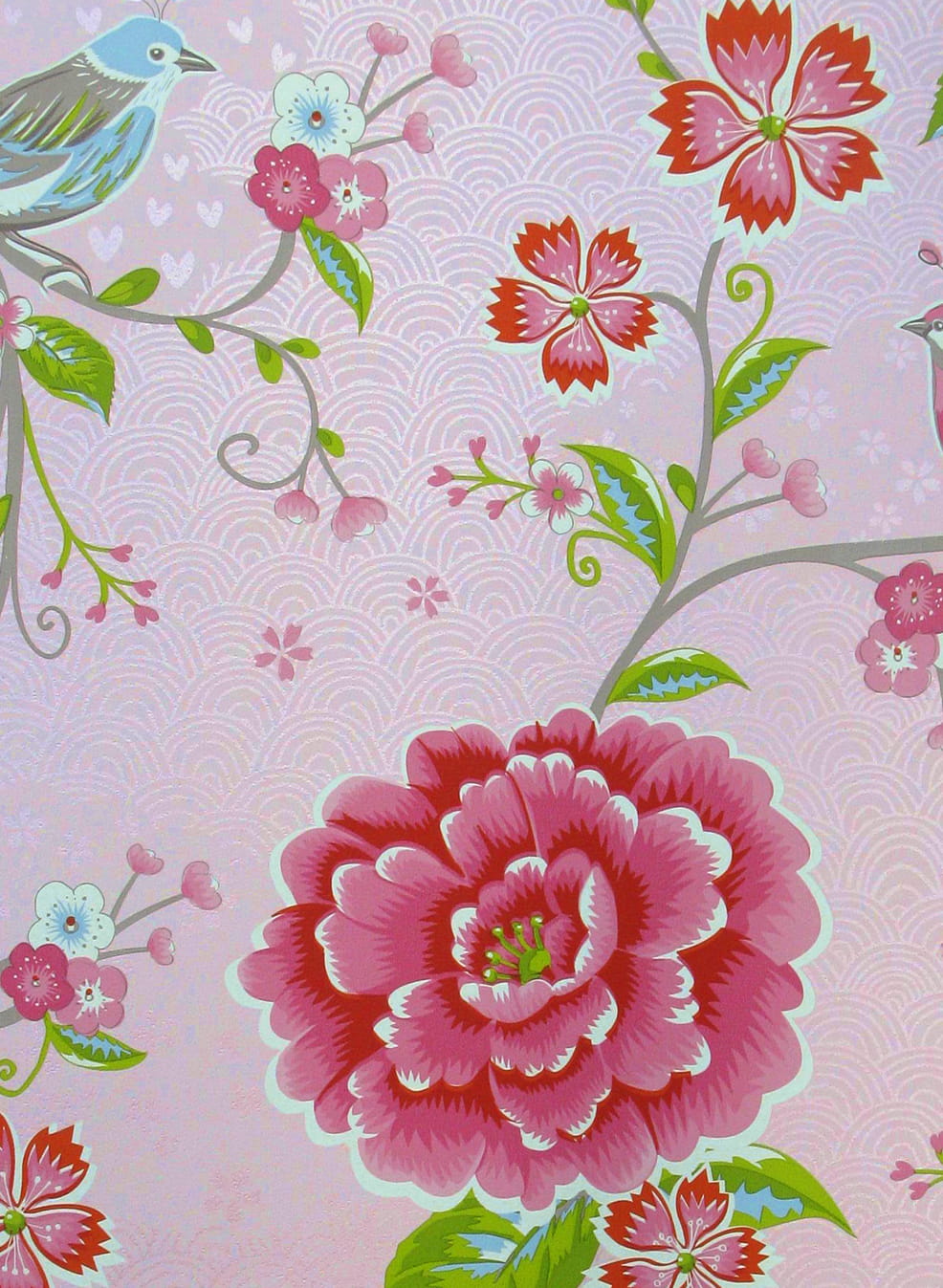 Tapete Birds in Paradise - Pink