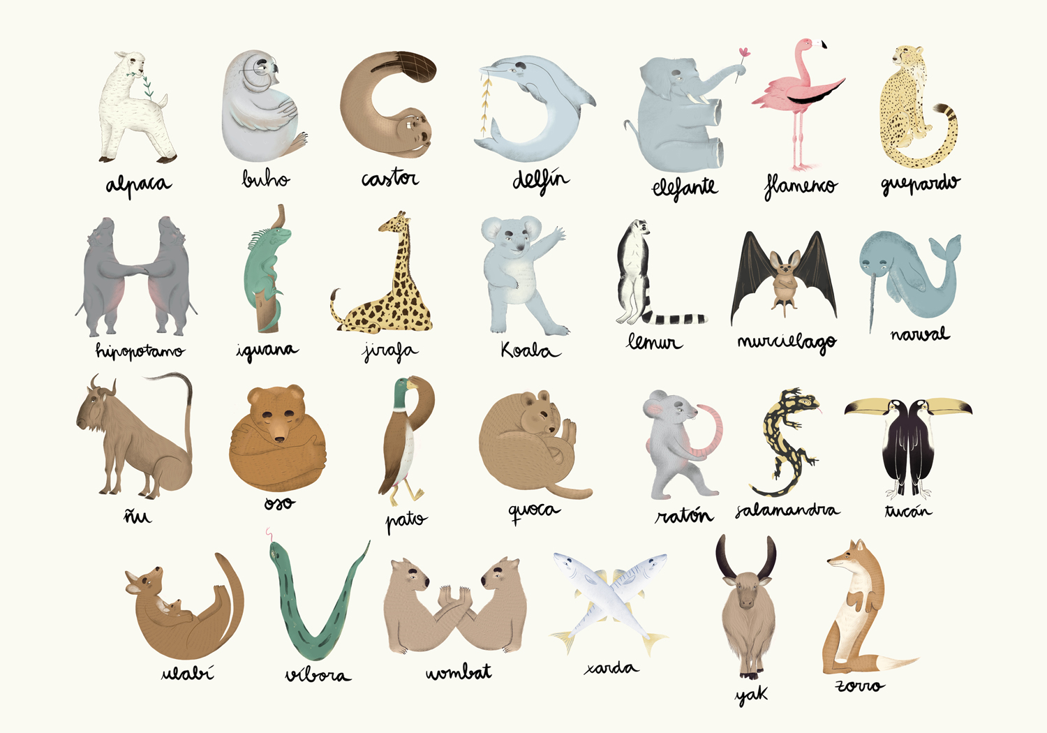 Wandbild Animal Alphabet - Multi