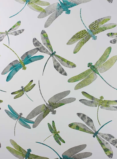 Tapete Dragonfly Dance - Jade/ Kiwi/ Pale Grey