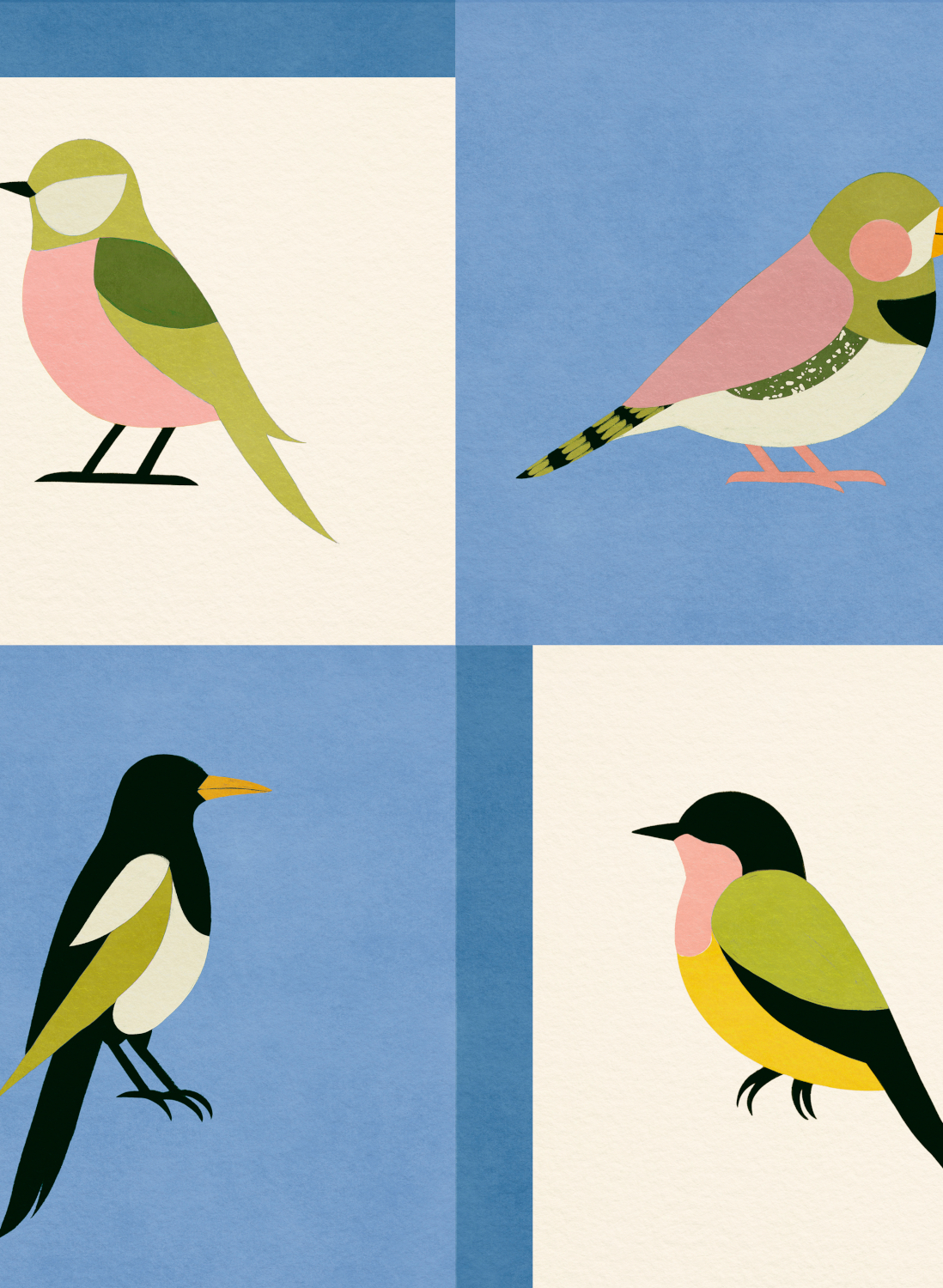 Tapete Like a Bird - Blue